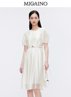 Migaino曼娅奴女装2024年夏季新款高级感优雅名媛连衣裙MO22DA112