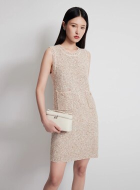 2025年春新款时尚花纱优雅复古无袖针织背心裙女MP14DW603