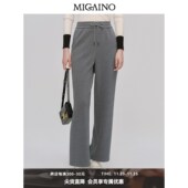 曼娅奴2024年冬新款 抽绳高腰显瘦加绒直筒休闲运动裤 女MO44BC603