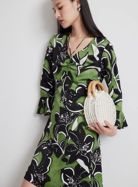 2025春款设计感法式优雅艺术印花连衣裙女MP14DB668