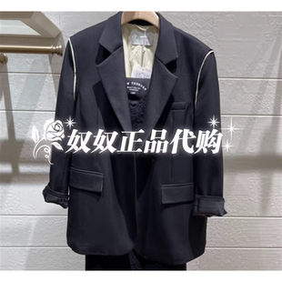 曼娅奴2023年冬装西装款时尚黑色新品外套女MN42SS047