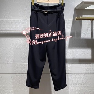 曼娅奴专柜2023年夏装新款腰带九分休闲裤女MN22BB039