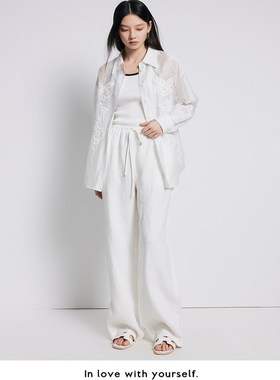 曼娅奴女装薄款轻奢刺绣白色衬衫MP22AC024