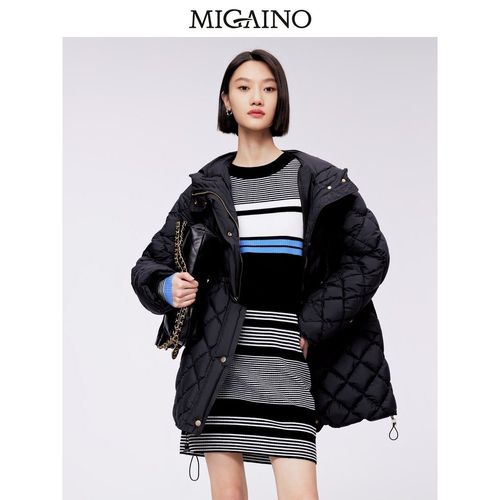 Migaino曼娅奴休闲羽绒服女2023冬季新款90白鸭绒面包服MN42IB052