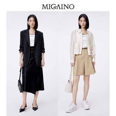 Migaino曼娅奴针织上衣女2024春夏新款气质百搭修身背心MO12KW201