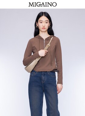女装2024年秋新款设计感修身显瘦连帽T恤MO32RC007