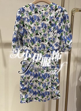 曼娅奴商场专柜2023年新款夏装碎花修身显瘦时尚连衣裙MN22DA145