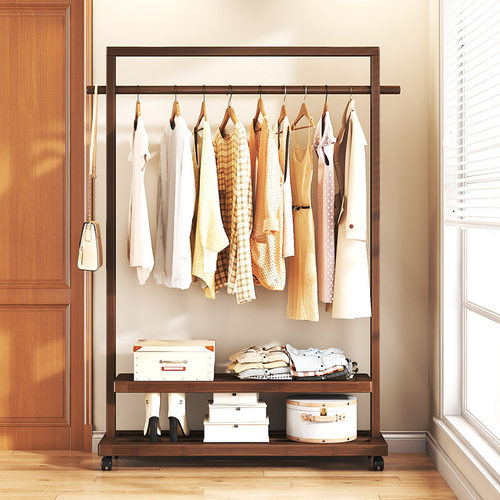 可移动楠竹晾衣架卧室客厅衣帽架