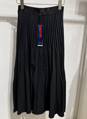 依文EVE CINA女士商务显瘦职业上班黑色百褶半身裙裙子专柜同款