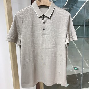 依文正品诺丁山新款男士夏季短袖翻领半袖桑蚕丝卡其T恤专柜1580