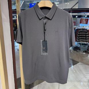 依文男士商务高档春秋款半袖短袖翻领灰黑色黑色T恤POLO衫1480元