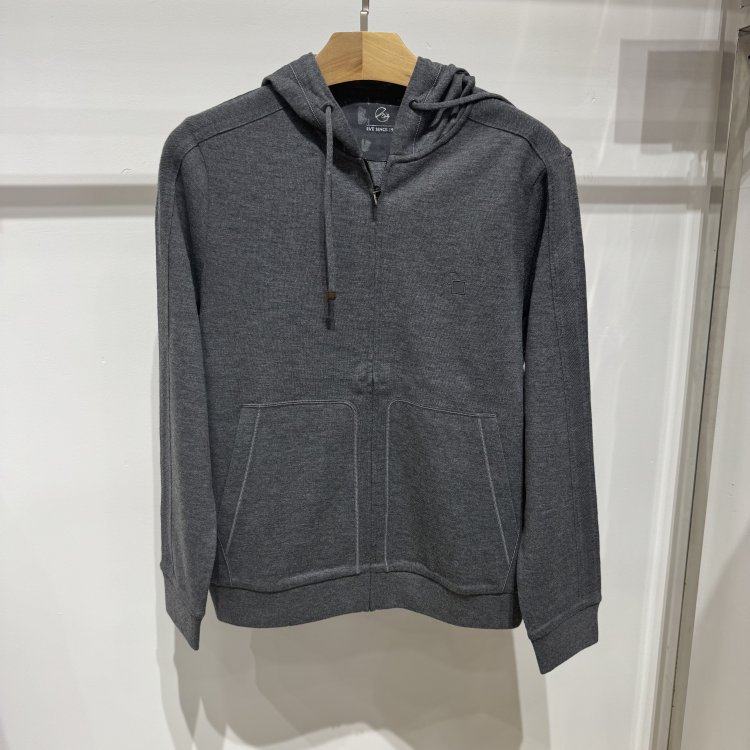 依文男士羊毛莫代尔春秋款长袖灰色夹克开衫运动外套套裤原2980元