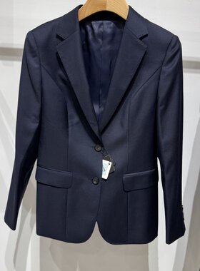 威尚女士商务上班职业半麻衬纯羊毛可机洗藏青蓝色西服西裤6576元