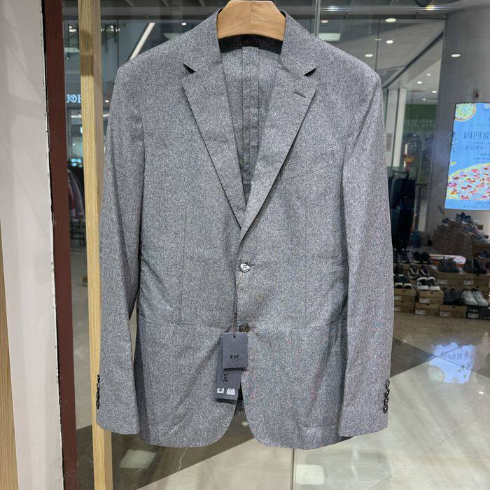 依文男士商务新款意大利进口guabello高博乐羊毛桑蚕丝灰色单西服