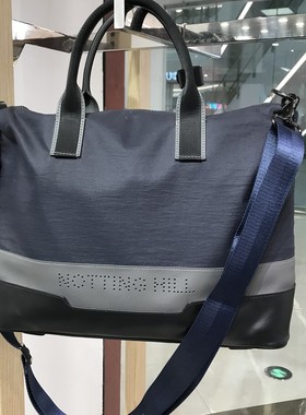 依文正品诺丁山男士商务出差高档蓝灰色牛皮革手提包吊牌价2380元