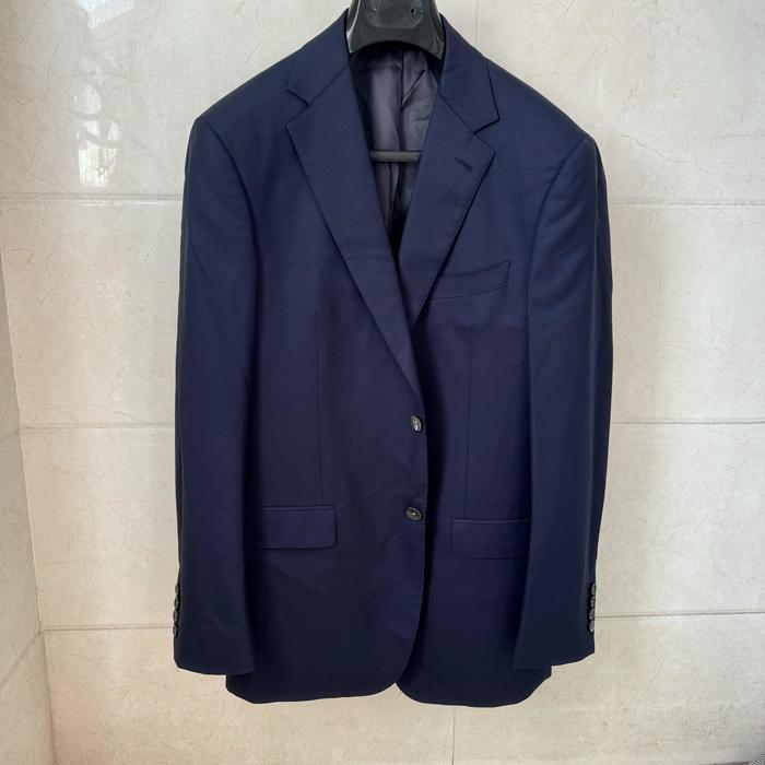 依文男士商务意大利DRAGO迪拉戈纯绵羊毛160纱线面料藏青蓝色西服