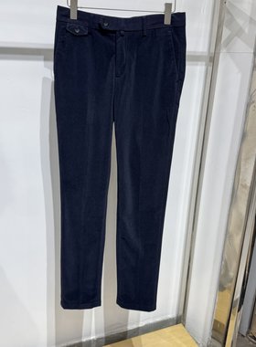 依文男士商务高档春秋冬款条绒蓝色休闲裤吊牌价1280元专柜同款