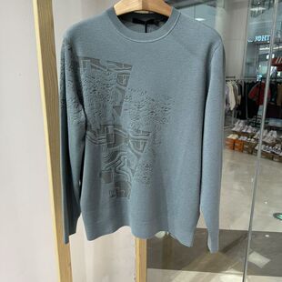 依文诺丁山男士商务灰绿色中国风图案毛衫针织衫毛衣吊牌价1980元