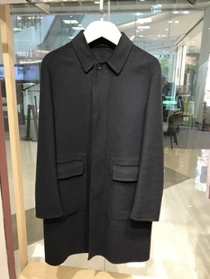依文诺丁山新款折扣男士商务上班翻领黑色毛呢大衣专柜同款5680元