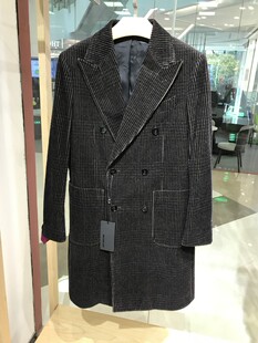 诺丁山折扣男士尊贵纯棉中长款西装领咖啡色大衣风衣吊牌价5980