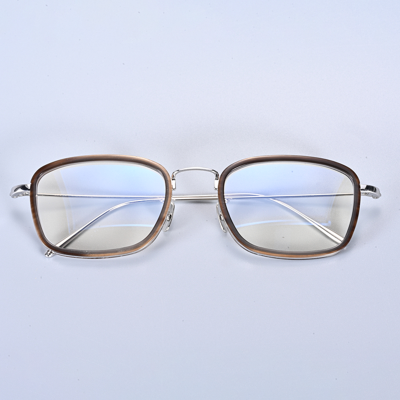 S800纯银镜架男女眼镜复古百搭眼镜牛角眼镜框防蓝光男配近视1046