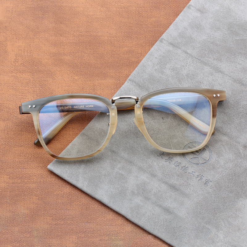 余文乐眼镜复古眼睛框天然牛角镜架男配近视眼镜架有度数大脸9089