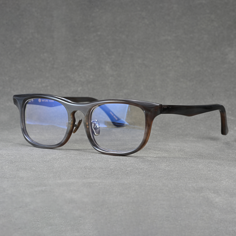 天然牛角框方框潮眼镜大脸近视眼镜架男配近视镜个性复古黑框1127