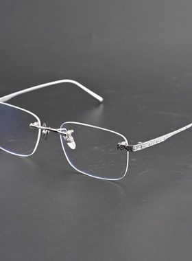 S925银复古休闲无框方框眼镜 贵金属眼镜男女近视眼镜镜架男1196