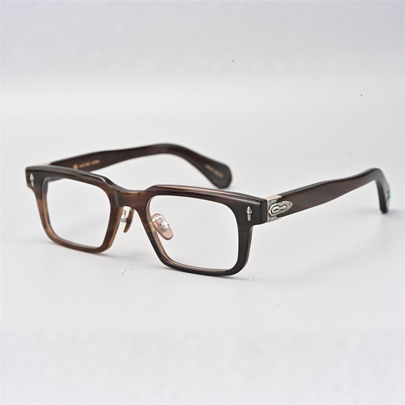 牛角925银眼镜配近视眼镜框男女同款方框手工牛角眼镜配近视1132