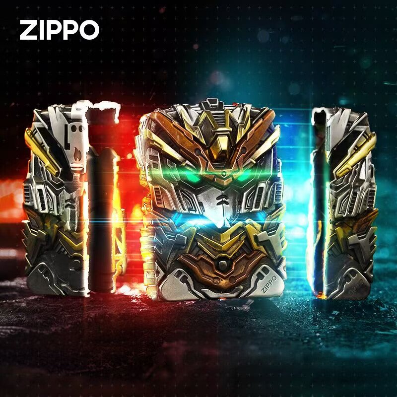 zippo打火机夜光套壳雷霆机甲