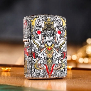 zippo打火机正品原装 盔甲错金银白鹤童子 煤油防风男士收藏礼物