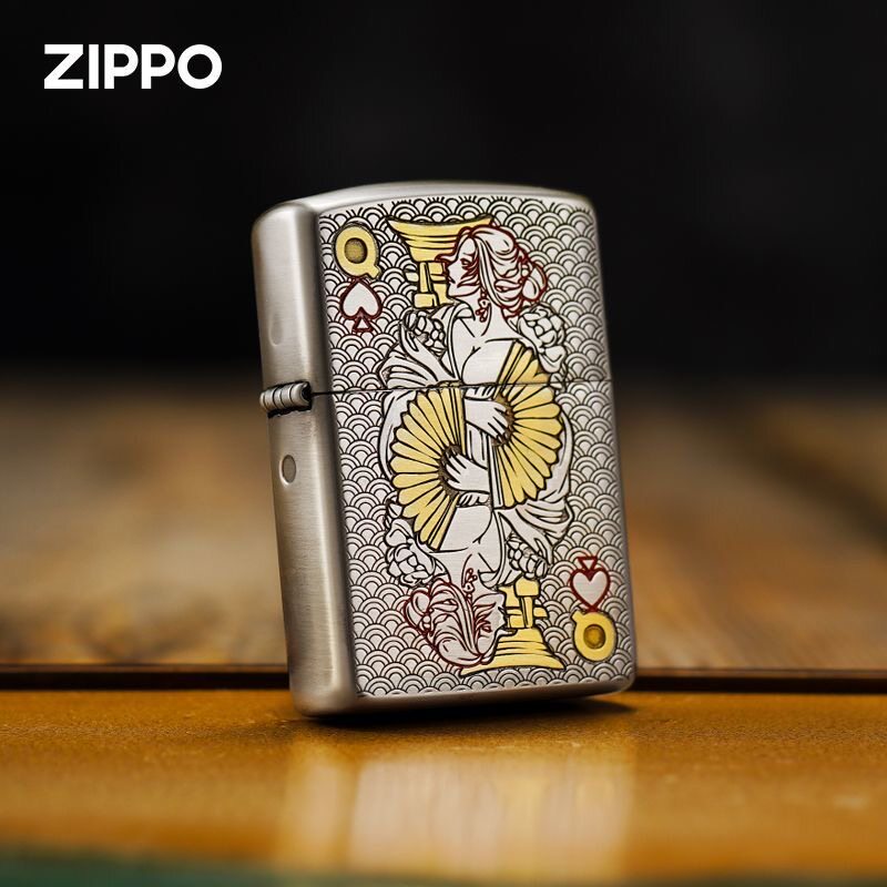 zippo打火机正品 熏银盔甲美女艺妓扑克 煤油机防风男士个性礼物