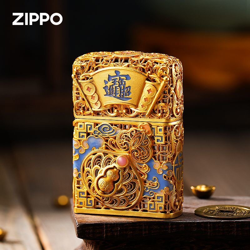 zippo打火机金镶玉节节高升
