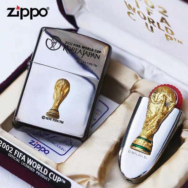 zippo打火正版原装 经典煤油老机2002年世界杯套机 男士收藏限量