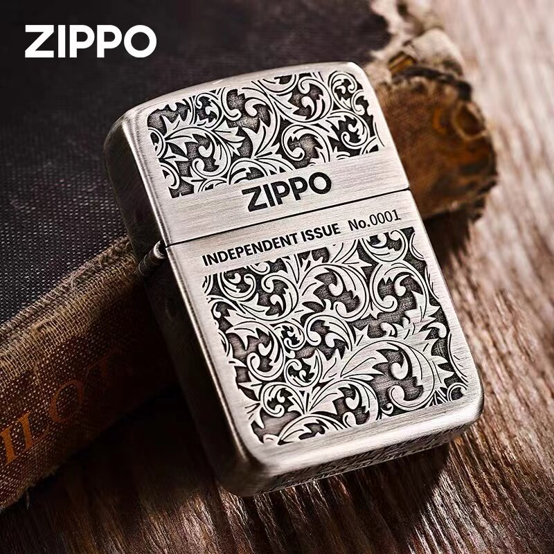 zippo1941复刻古银双面雕刻唐草