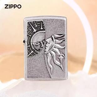 zippo打火机正版原装 古银贴章日月韶华拾光梦中人 男士煤油礼品