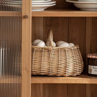 柳编手提篮水果篮户外野餐篮放鸡蛋的篮子藤编竹编编织收纳篮竹篮