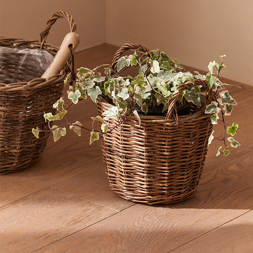 藤编草编手提篮子装饰摆件