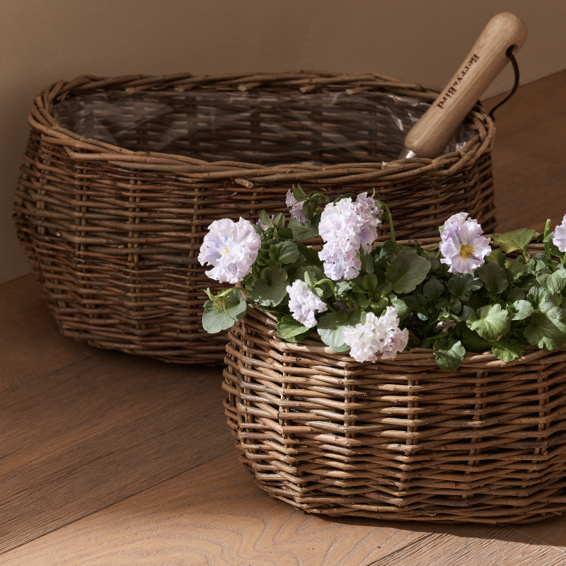 复古编织藤编花篮花盆柳编草编手提多肉篮子花园杂货装饰花器摆件