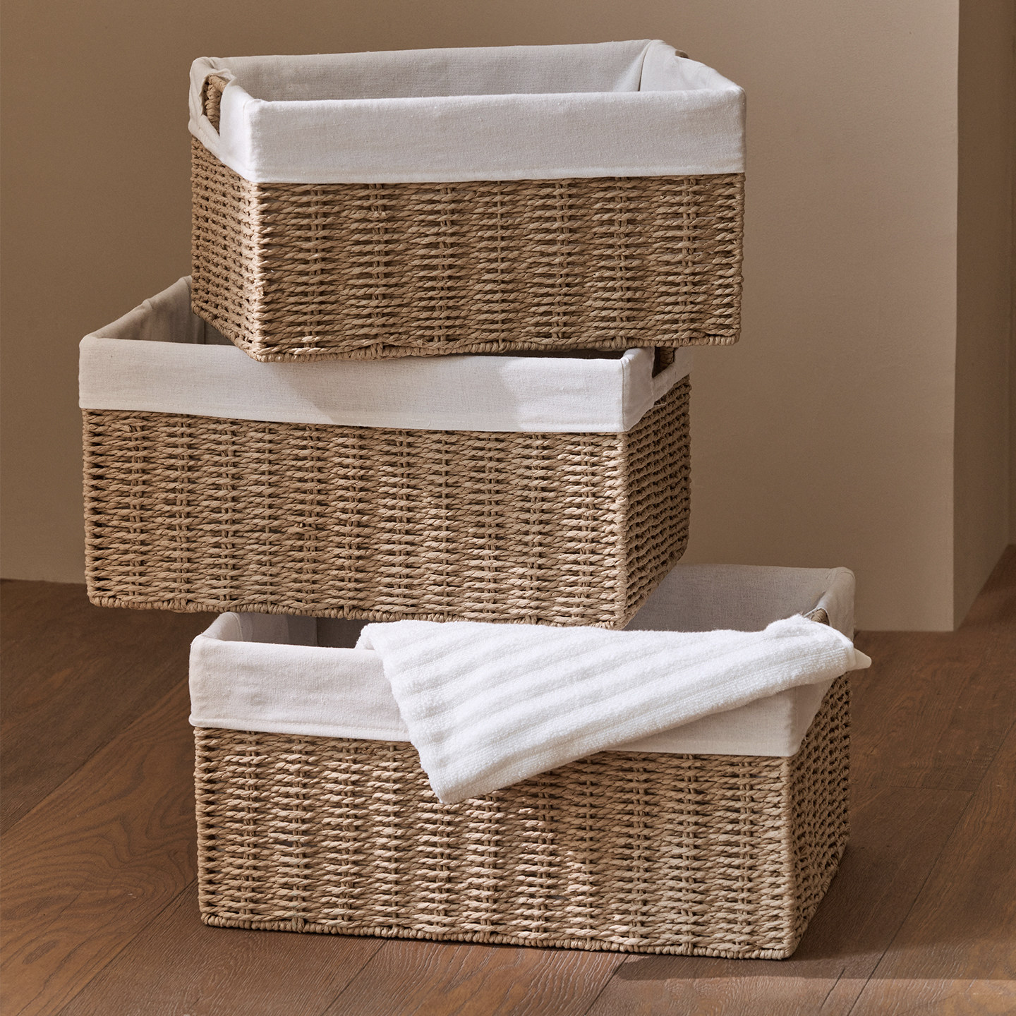 收纳筐家用仿藤编草编玩具零食杂物储物篮桌面收纳盒编织收纳框,收纳整理,收纳筐,淘宝优惠券,粉丝福利购,淘宝优惠卷