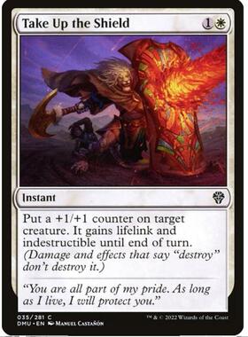 万智牌 MTG 多明:众志成城 DMU 闪 铁 白 举盾护卫