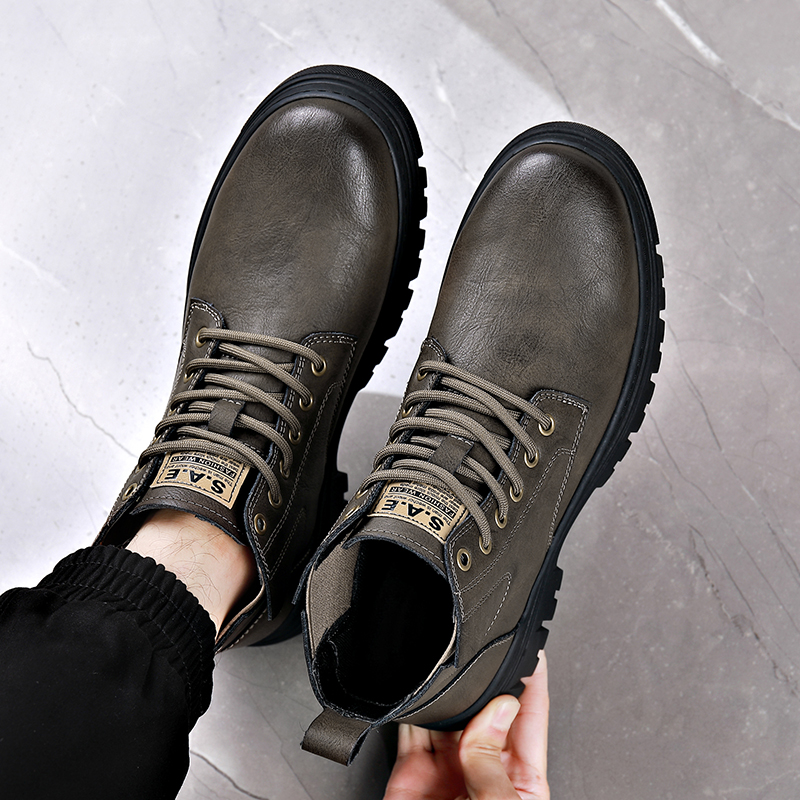 男士皮靴工装靴保暖加绒