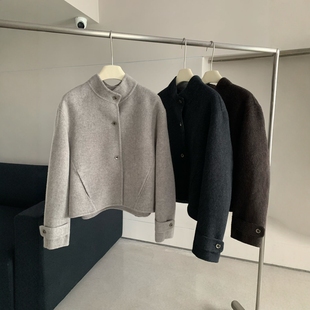 卡蔓诗MM238韩系立领双面羊绒大衣短外套女2025秋冬宽松百搭上衣