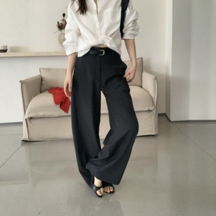 裤 百搭显瘦西装 女2026春季 卡蔓诗MM512韩系通勤风高腰直筒休闲裤