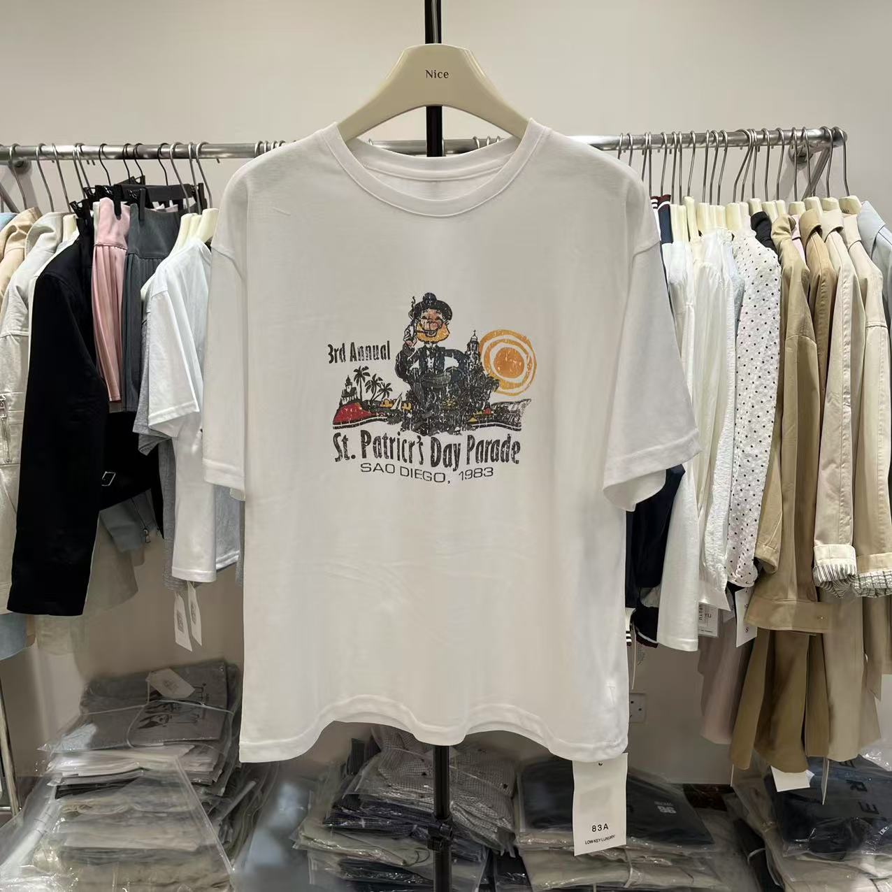 83A韩版卡通字母印花圆领短袖T恤
