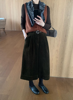 Enxi蒽茜20588韩系高腰A字八分灯芯绒休闲裤女2025秋季百搭阔腿裤