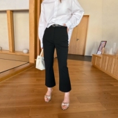 女2026春通勤百搭直筒裤 裤 显瘦黑色九分西装 卡蔓诗30813高腰修身