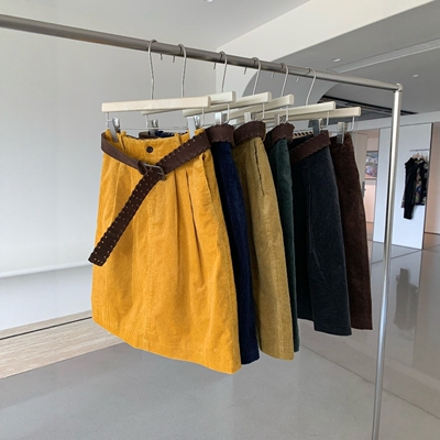 韩系高腰A字显瘦配皮带半身裙女