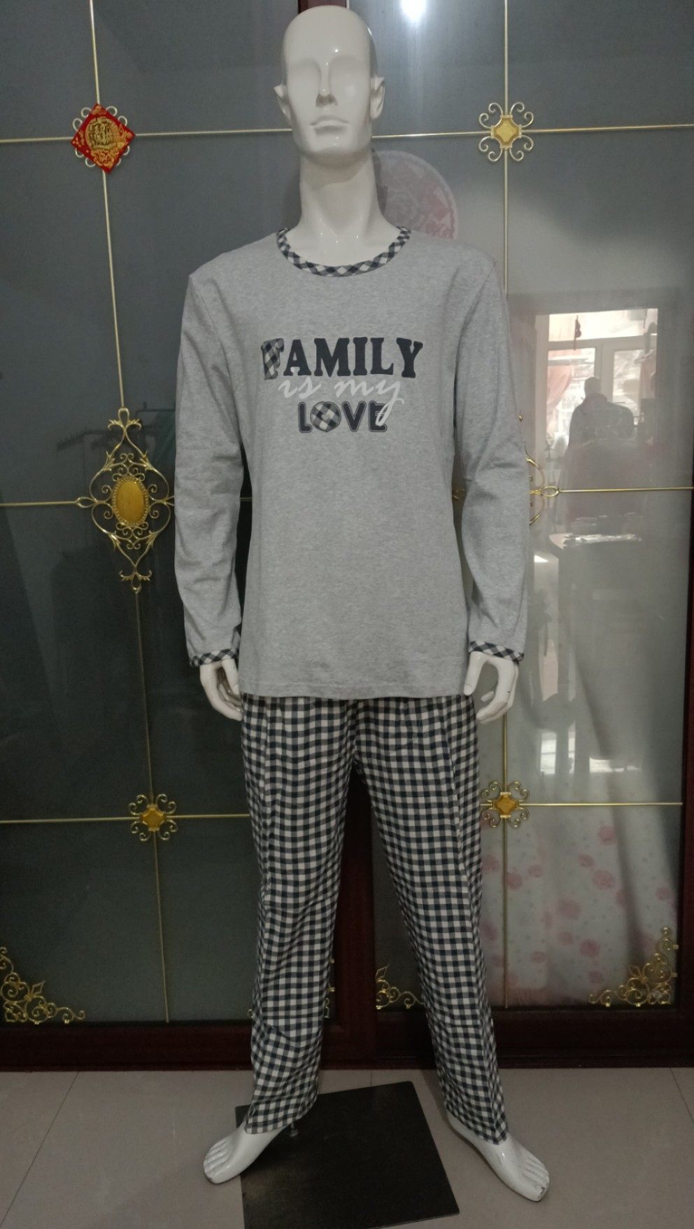 汝斯芬促销家居条纹长袖园套头长裤运动宽松休闲男女通穿春季选择