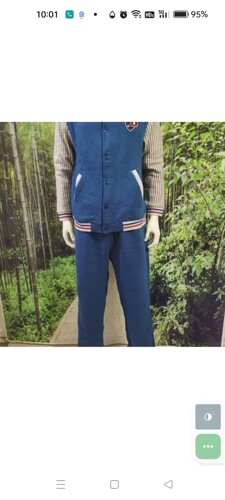 汝斯芬家居服男士学生休闲睡衣立领长袖夹层纯绵宽松优质特惠促销